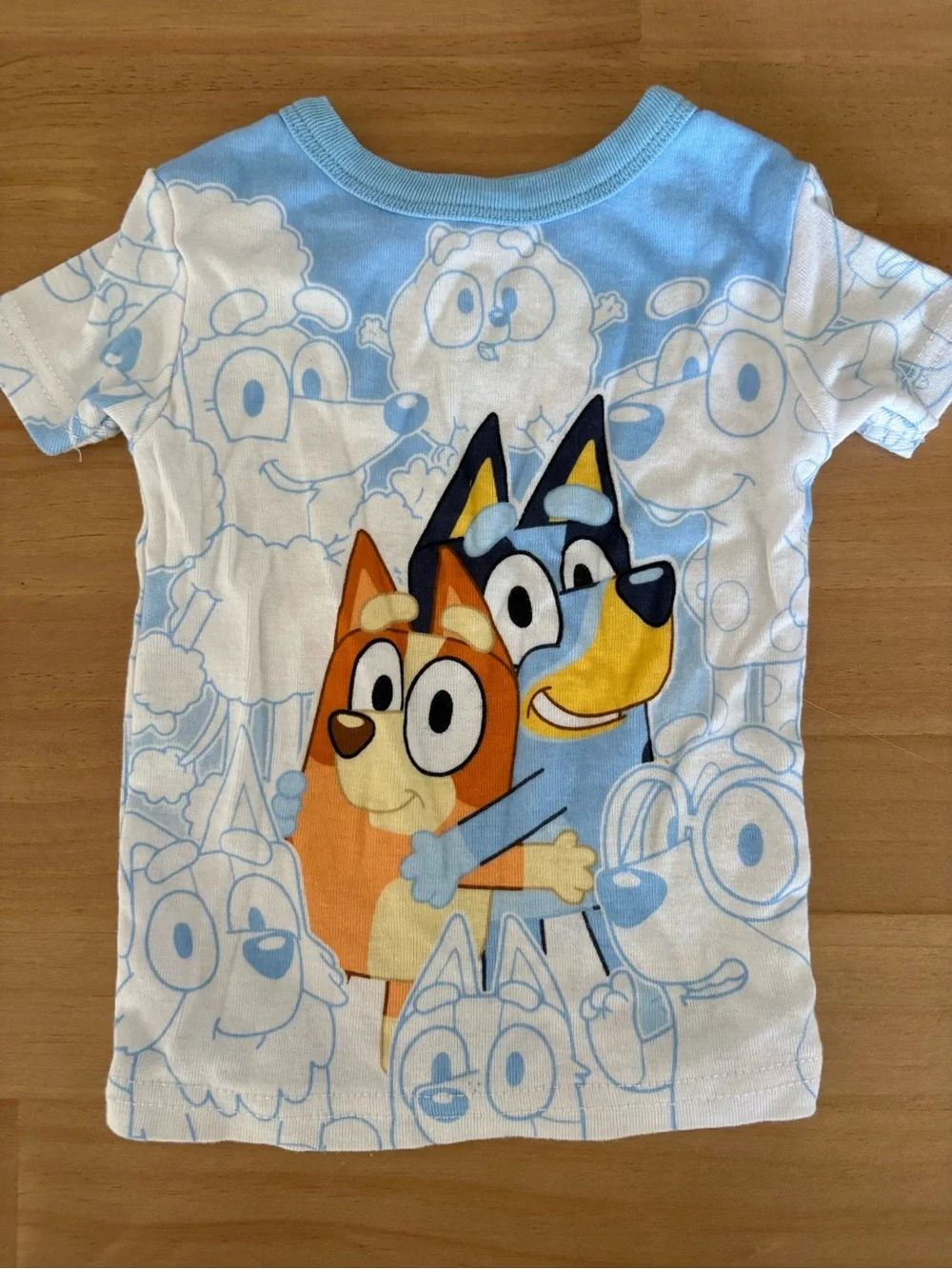 Bluey Print Kids One-Piece Pajama Set - Blue & White